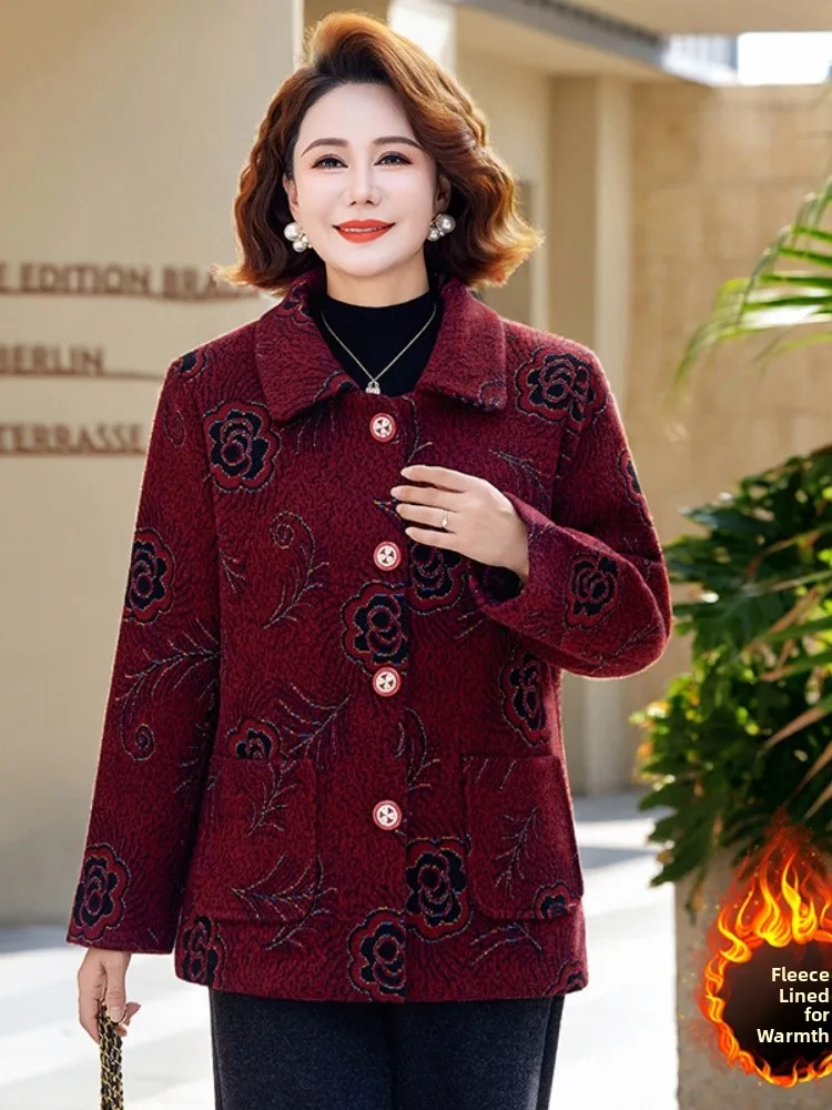 

Теплое шерстяное пальто на подкладке для мамы, осенне-зимнее, новое, свободного кроя, хлопковая куртка, модный универсальный топ из норкового вельвета для женщин...