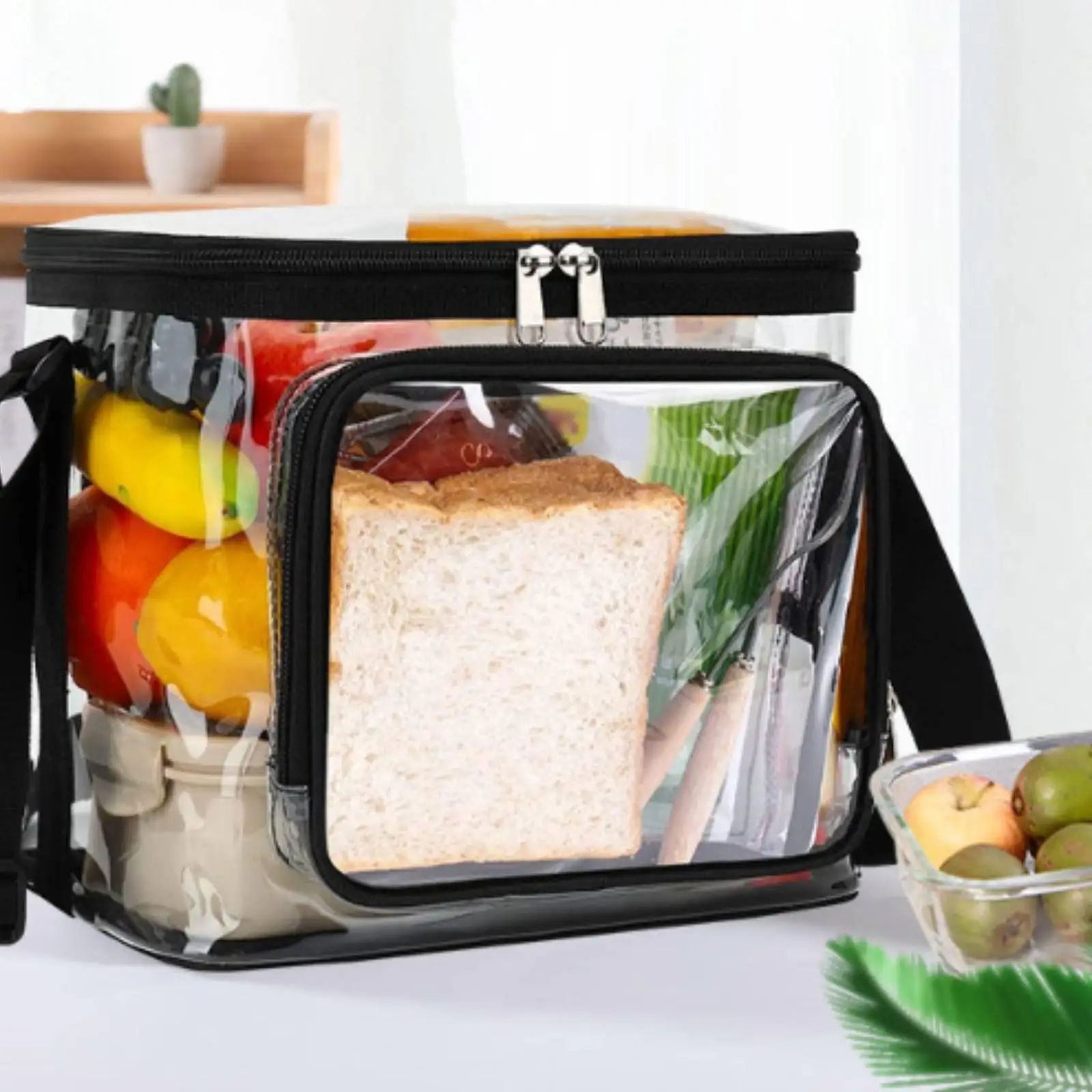 Portable Waterproof Storage Pouch with Black Edge Transparent Sealing Bag for Outdoor Travel Picnic Laundry Storage