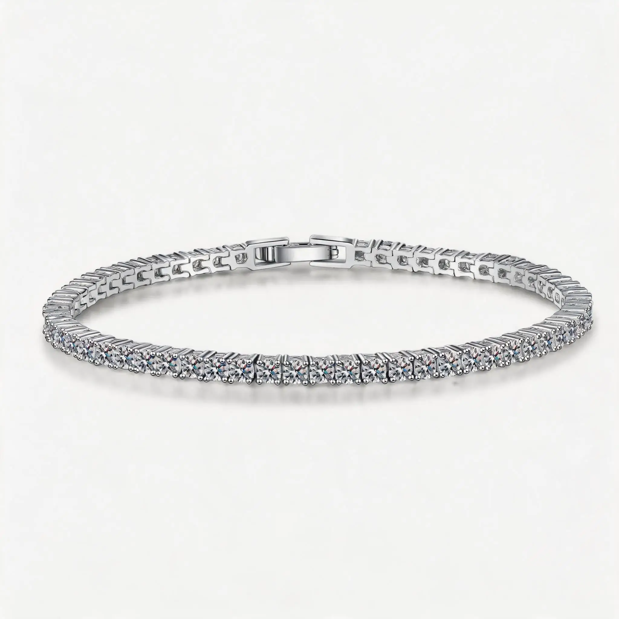 

Luxury Row Diamond Moissanite Bracelet 3pt 6pt 10pt PT950 Platinum Simple Elegant Women's Jewelry