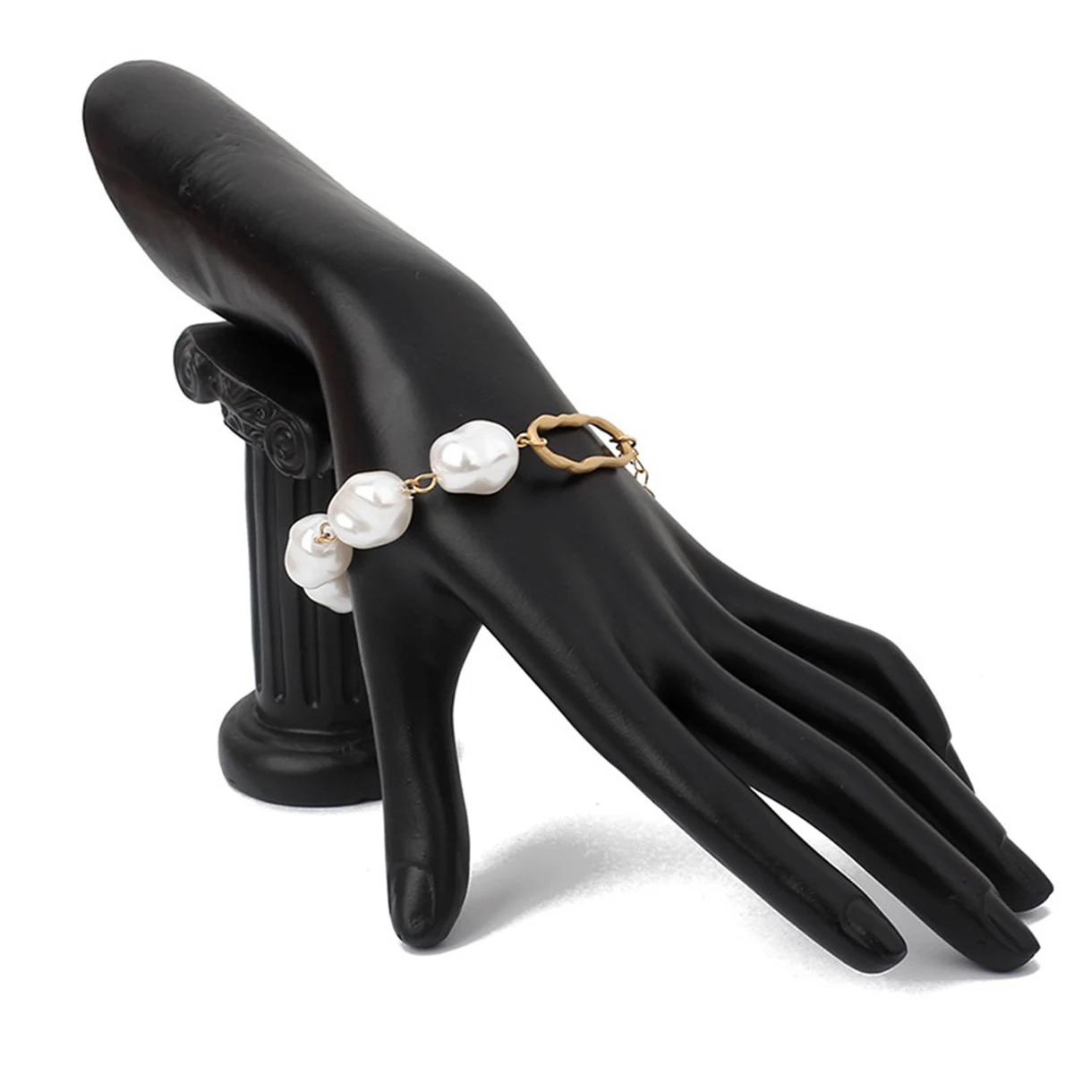 

Pearl Bracelet Wrist Jewelry Handmade Irregular Design Metal Bangle for Women Fashionable Elegant Wear Matching Dresses Coats