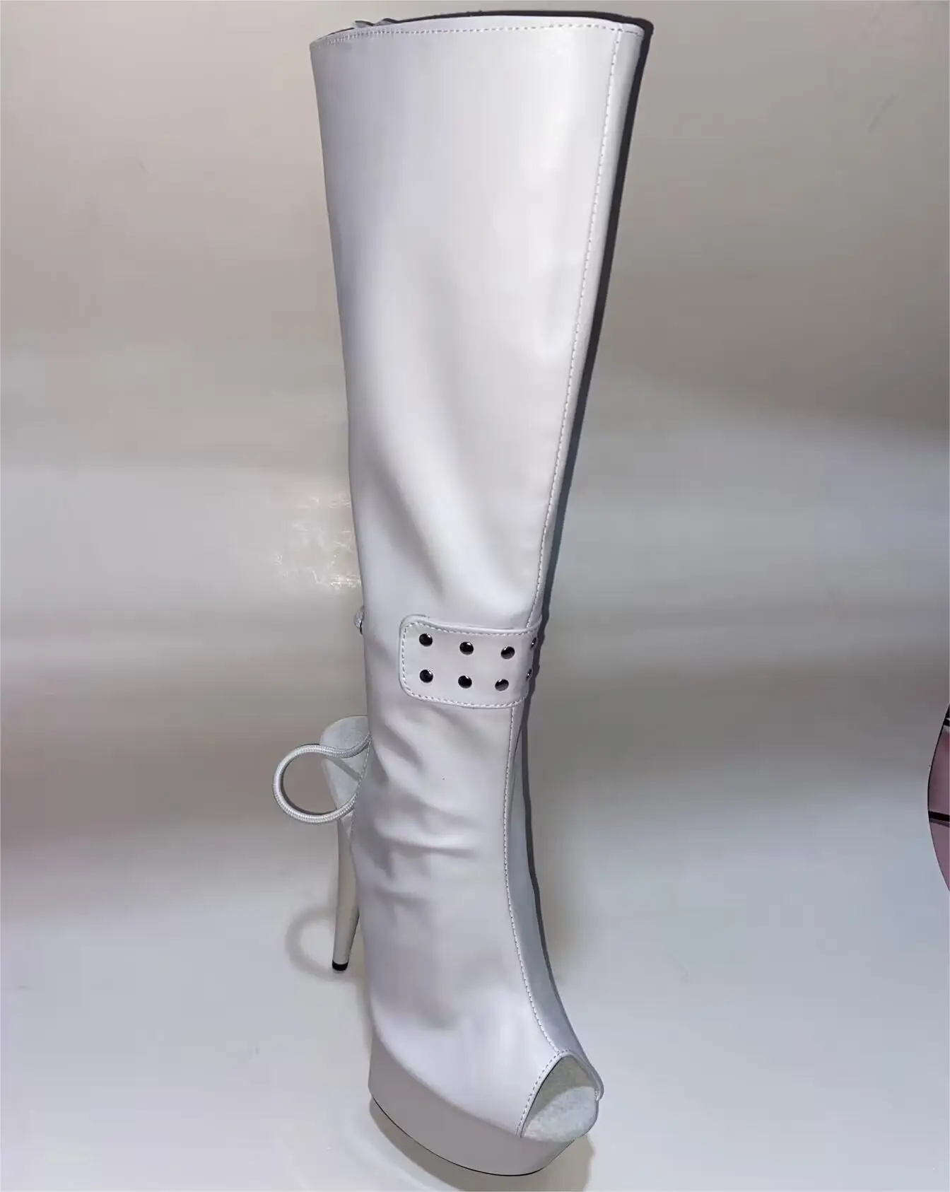 

15cm high heels knee boots platform women Sexy open toe shoes The back zipper spring and autumn cool boots