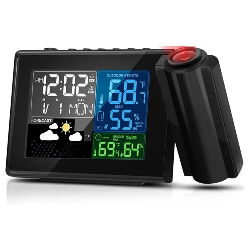 reveil-avec-projection-station-meteo-avec-temperature-et-humidite-thermometre-exterieur-sans-fil-previsions-meteorologiques