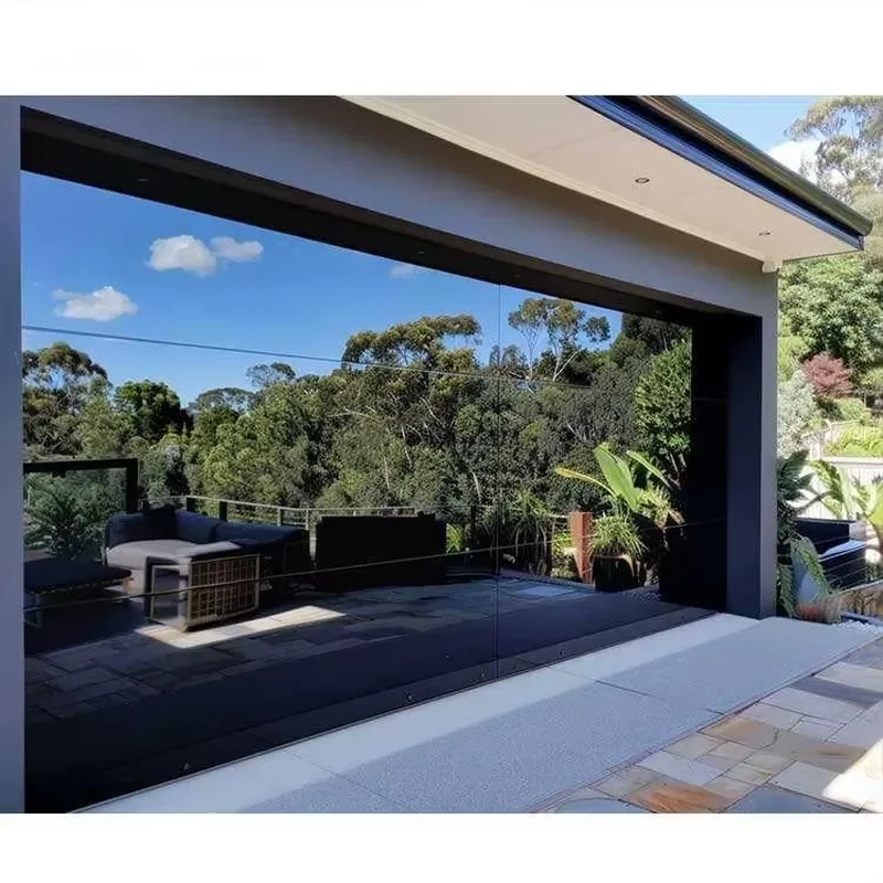for Sunnysky Custom Frameless Glass Insulated Panel Garage Door Patio Top Section Aluminum Garage Door