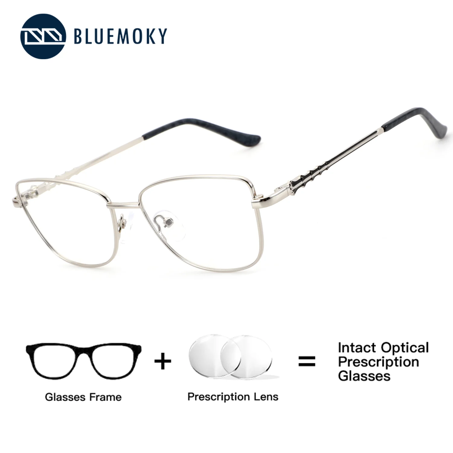 

BLUEMOKY (M Size) Metal Butterfly Prescription Glasses Minus Multifocal Women's Grade Glasses Medical Eyeglasses Progressive