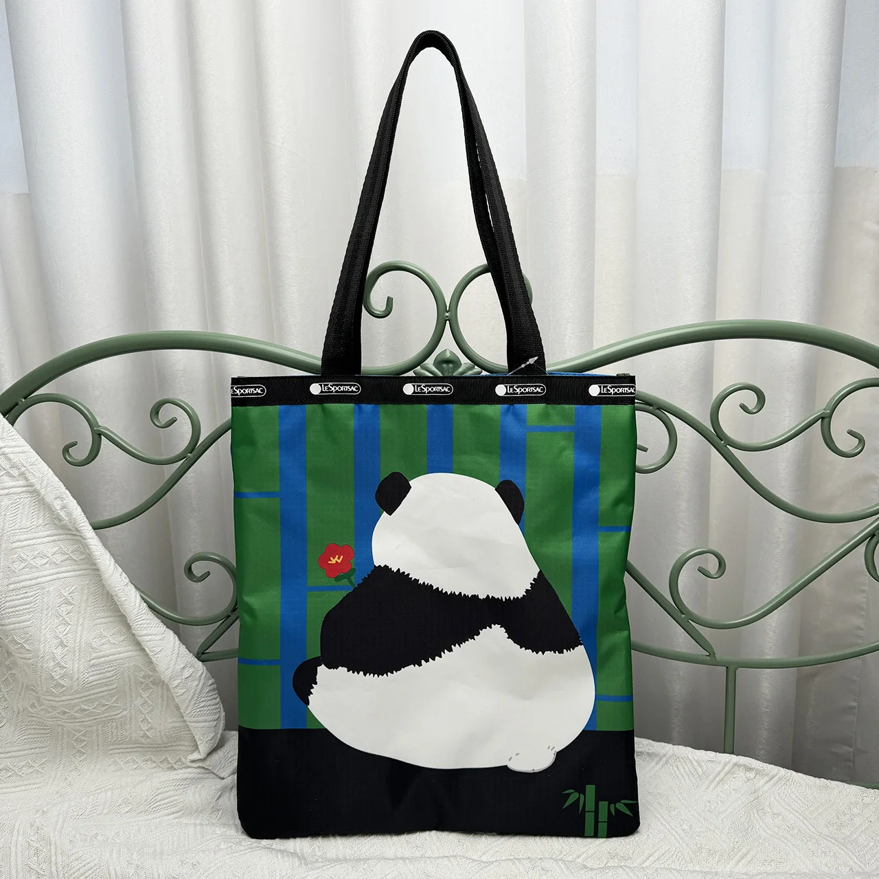 Cartoon panda saco de ombro tecido, 38x33cm, tecido impermeável, para a menina, saco de compras portátil, 2339