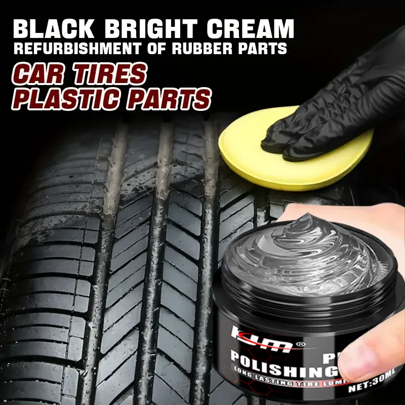 30ml Car Tire & Plastic Polishing Paste Long Lasting Luminous Restorer For Dashboard Bumper Rubber Parts With Sponge