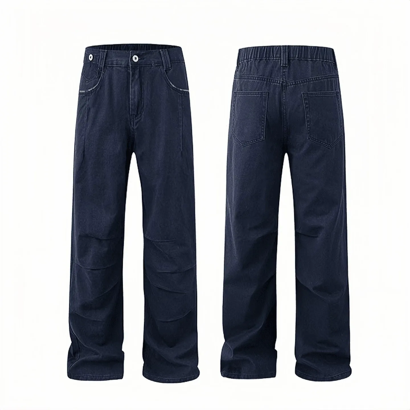American High Street Scimitar Jeans Men's Pleated Straight Tooling Cleanfit Loose Wide-leg Pants