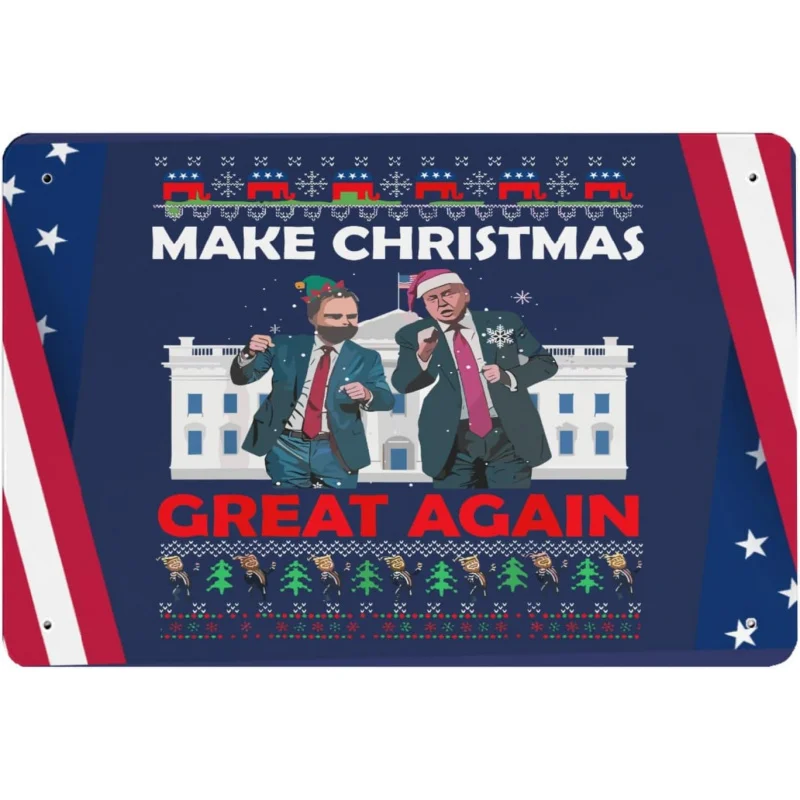 

Santa Claus Trump Dance Makes New Year Great Again Hanging Signs Bar Garage Home Decoration 30x20x2cm