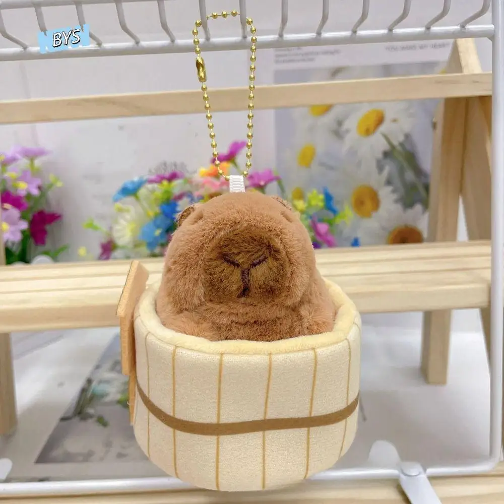 Japanese Style Capybara Keychain Leisurely Bathtub Cartoon Doll Pendant Hot Spring Ornaments Capybara Plush Dolls Bag/key Decor