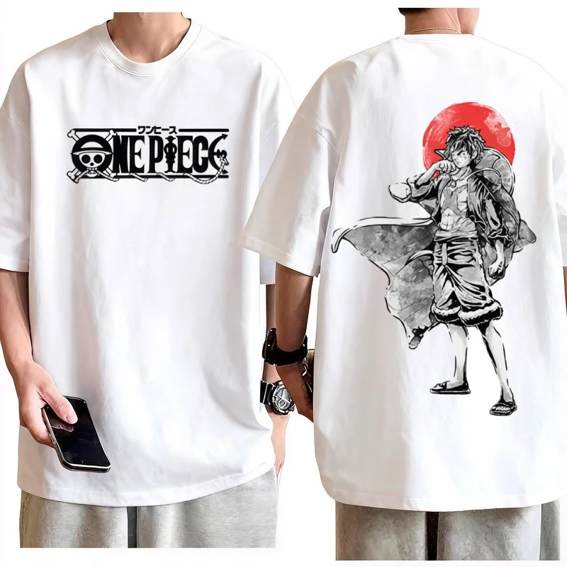 2026 قطعة واحدة القرد D لوفي تي شيرت الرجال القطن أنيمي الجرافيك المحملة عادية الشارع الشهير القراصنة الملك طباعة مريحة تناسب #3
