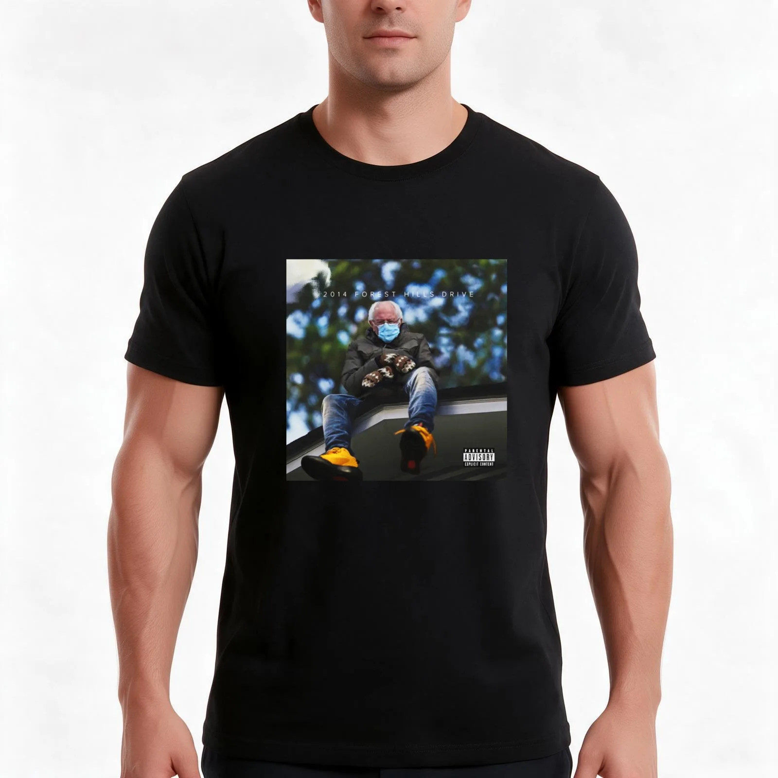 Bernie Sanders Forest Hills Drive J cole T-Shirt, Summer Casual Cotton Tee, Oversized Streetwear Tops, Vintage Graphic Print