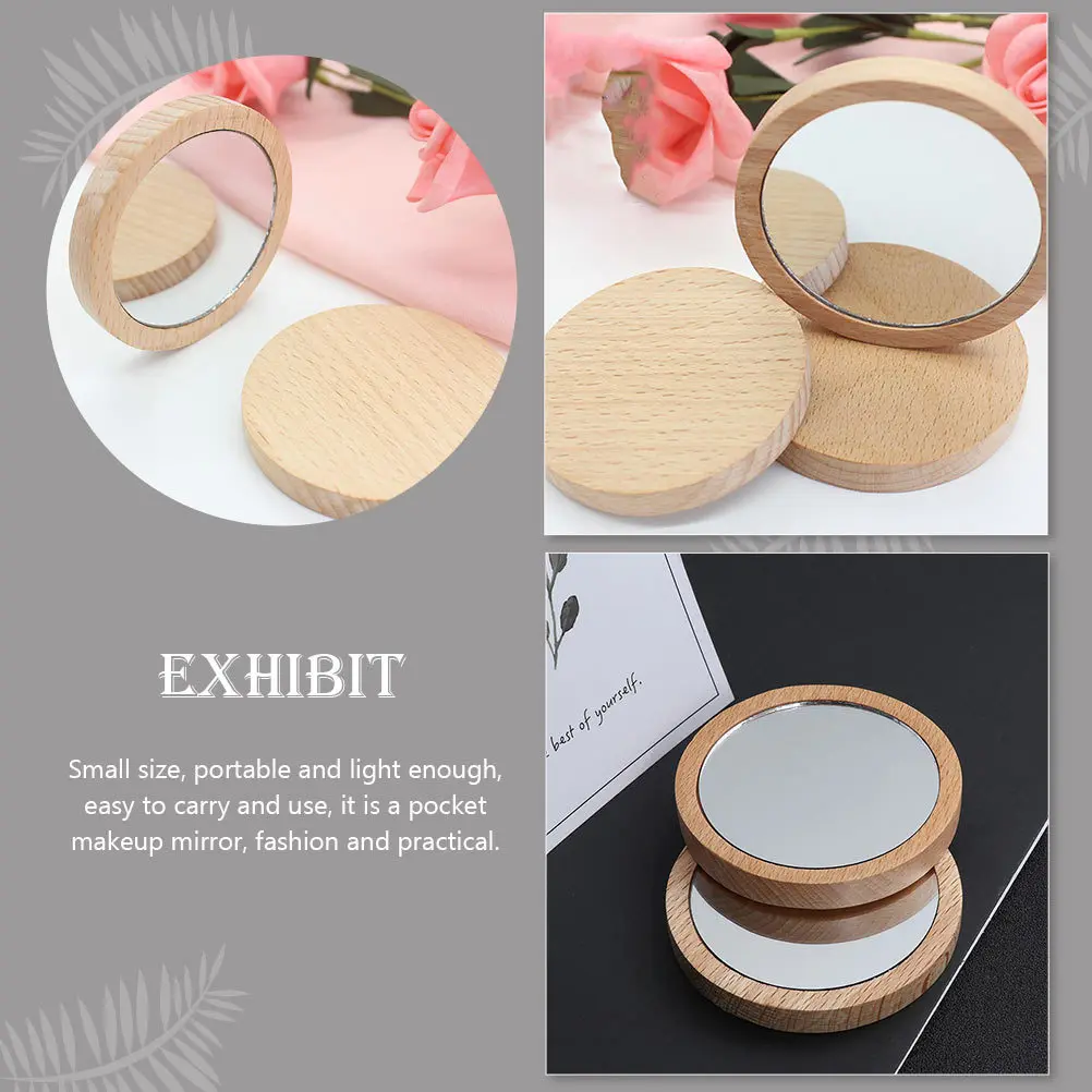 4-delige draagbare make-upspiegels Houten eenvoudige spiegel Prachtig vakmanschap Duurzaam materiaal Perfect voor reisgeschenken