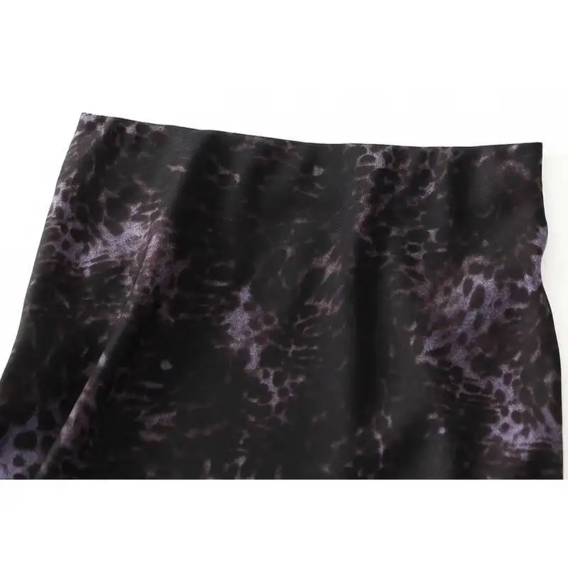 Falda larga de satén elegante con estampado de leopardo Vintage de lujo para mujer 2025, nueva moda de verano, Faldas de cintura alta