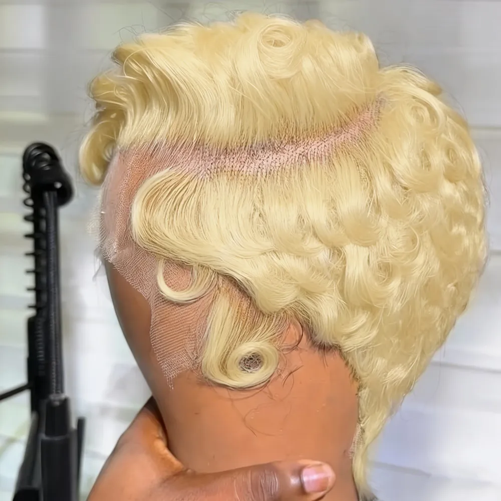 

Черный блондин 99j парик пикси стрижка парик 13*4 фронтальные кружевные парики из натуральных волос для женщин короткие вьющиеся парики из человеческих волос повседневного использования