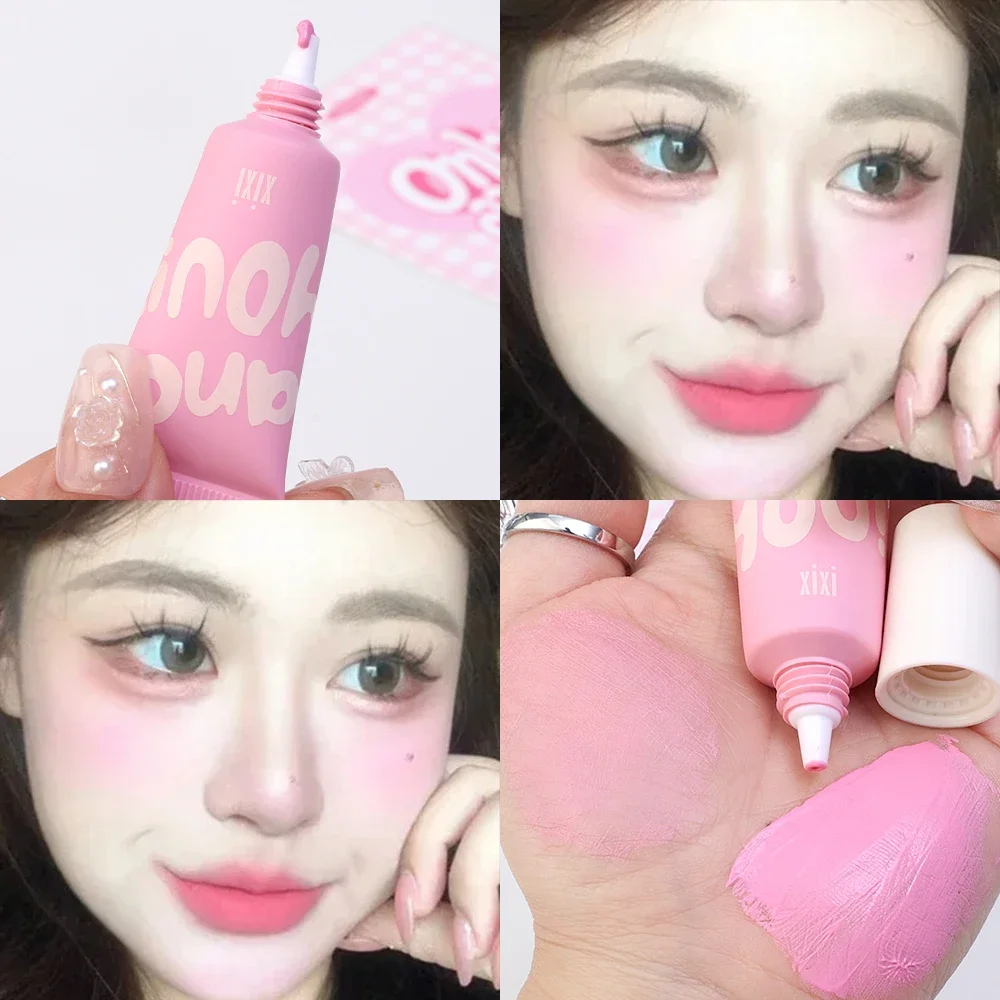 Matte Natural Blush Cream Waterproof Moisturizing Lasting Brightening Cheek Contour Liquid Blusher Face Rouge Makeup Cosmetics