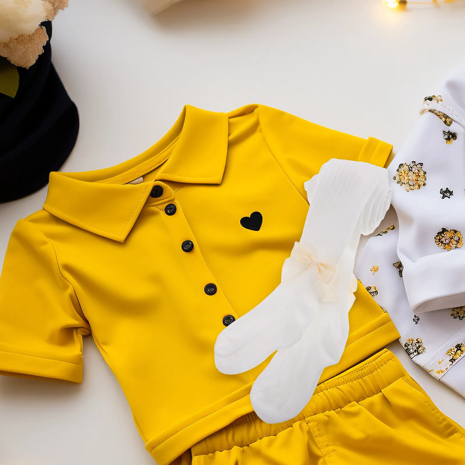 1Pair Baby Girl Accessories Knee High Socks Ribbed Texture Bow Design Versatile Fit Ideal for Dresses Skirts Special Events