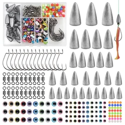 184Pcs Fishing Weights Sinkers Fishing Carolina Rig Texas Rig Kit Include Worm Hooks Sinker Weights Barrel Swivel Fish Eye Beads