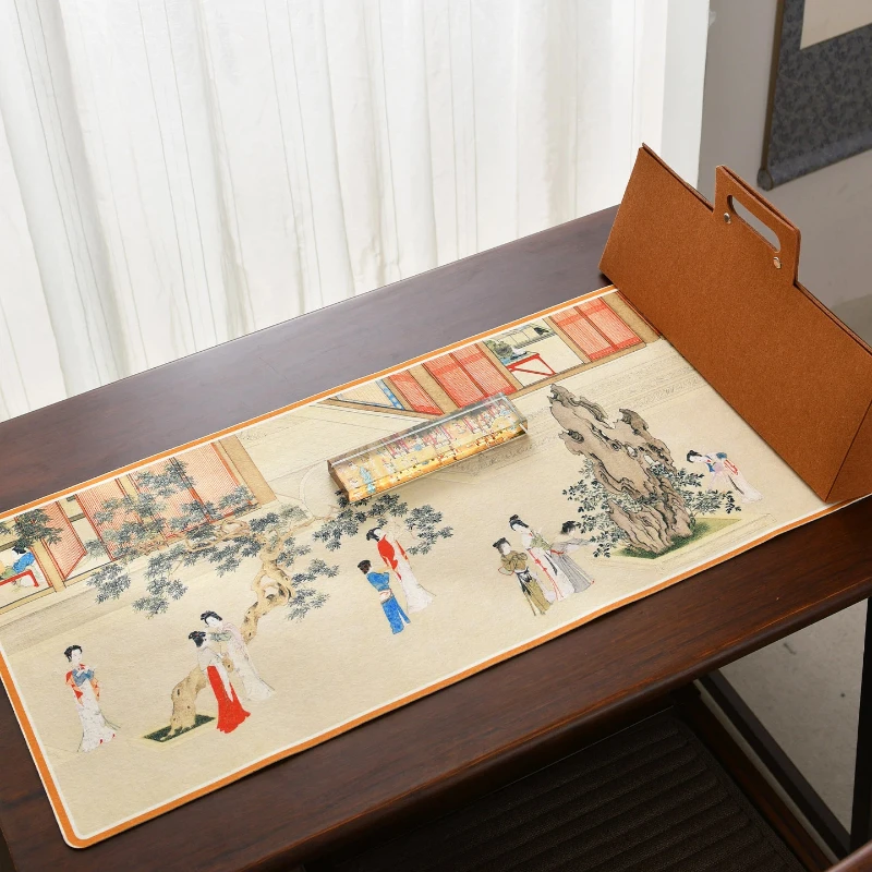 Chinese-style Pattern Painted Calligraphy and Painting Mat Washable Pad Thickened Lock Edge Writing Brush Calligraphy Supplies