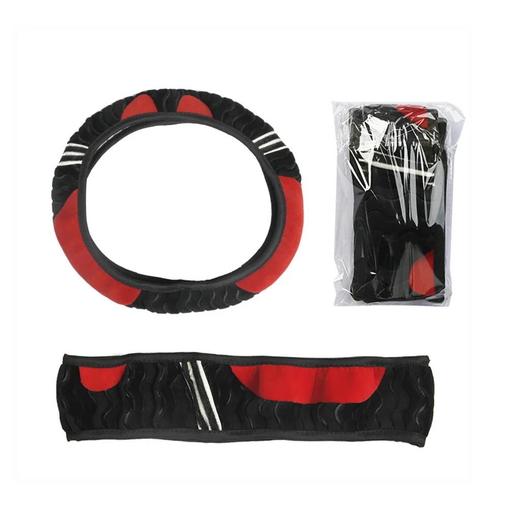 Cute Car Steering Wheel Cover Little Monster Styling Decor Steering Wheel Elastic Covers for Men Women Winter Plush Warm Cover