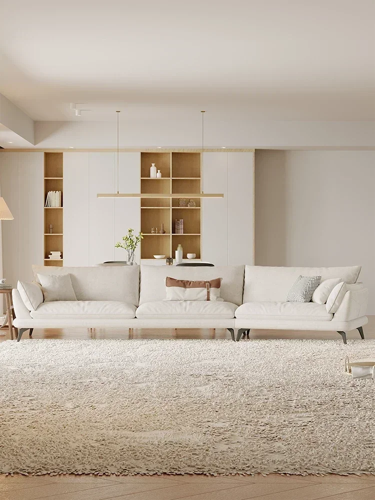 Flannel Curved Corner Sofa Living Room Small Apartment Simple Modern