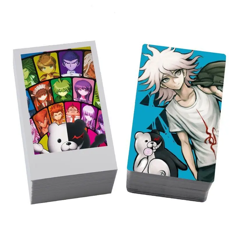 100PCS Danganronpa Anime Laser Card Naegi Makoto Cosplay Cartoon Postcard Photo LOMO Card Ornament Collection Gift