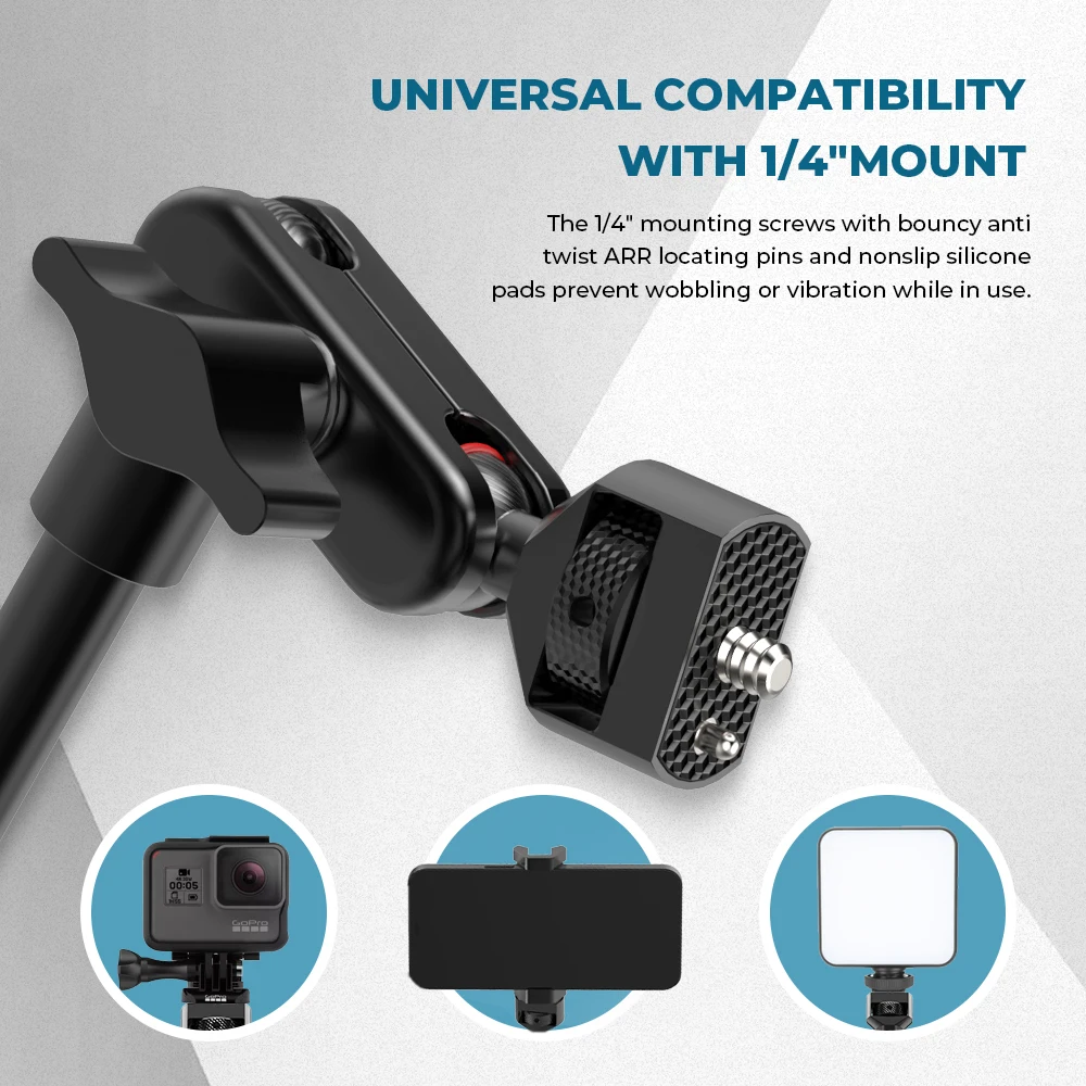 CAMVATE magische arm met krabklemkit Verstelbare desktopstatiefbevestiging, scharnierende wrijvingsarm voor smartphones Webcams Action