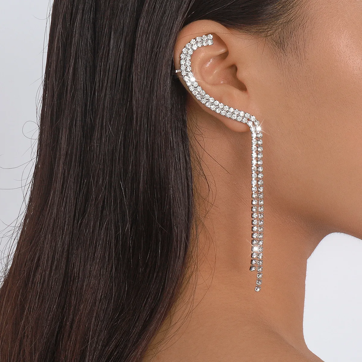 1PC Clips Tassel Long Earrings for Women Ear Clips Without Piercing Sparkling Zirconia Ear Cuff Fashion Jewelry