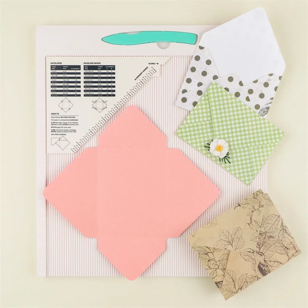 

12x12" Scoring Board Large Multi-Purpose Score Board with Bone Folder and Triangular Guide for Making Envelope/Envelope Box/Gift
