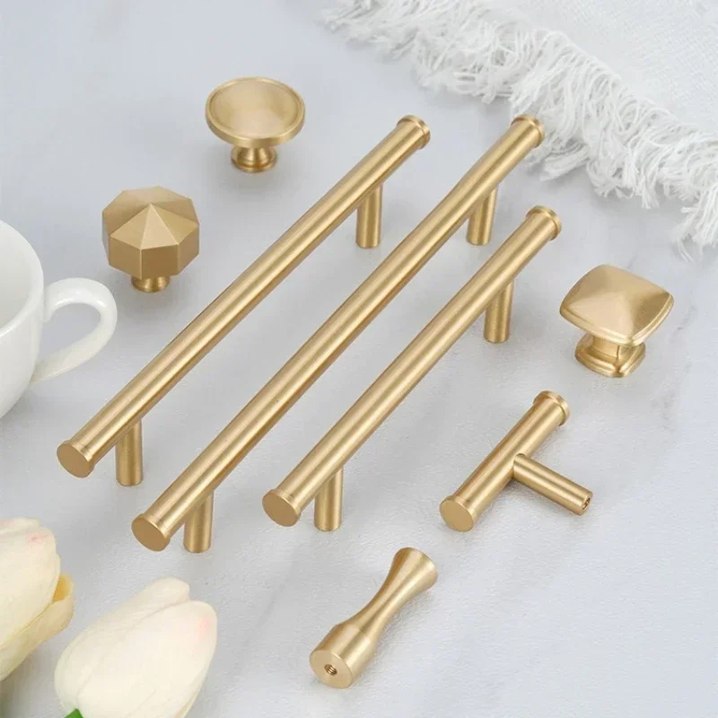 European Style Minimalist Solid Brass Cabinet DIY Pull Handle Classical Luxury Kitchen Drawer Gold Knob Cabinet Door Long Handle