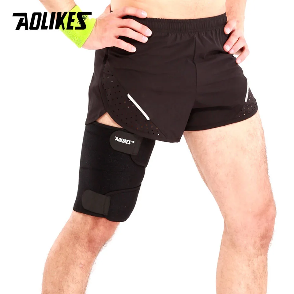 AOLIKES 1PCS Adjustable Compression Thigh Brace Knee Support Leg Sleeve Upper Leg Wrap for Women Men Muscle Pain Relief