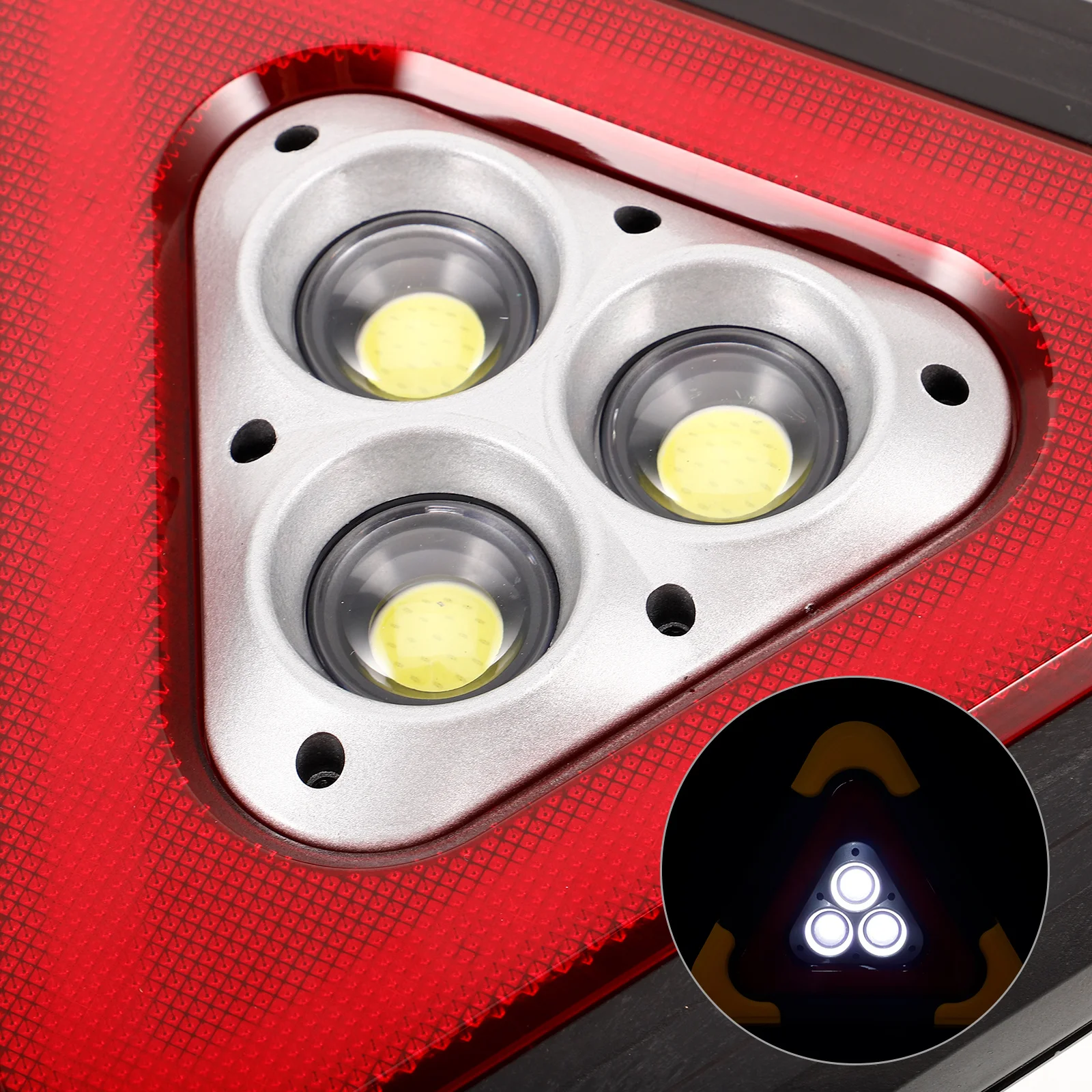 Car Triangle Warning Sign Solar-Powered Roadside Emergency Light Safety Triangle Three Bright Solar Lights Vehicle Breakdown