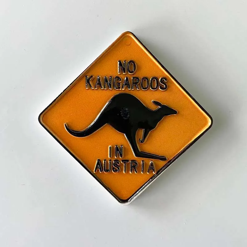 

3D Resin Fridge Magnet - No Kangaroos in Austria, Unique Home Decor & Strong Refrigerator Magnet