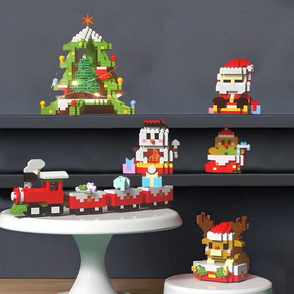 لعبة عيد الميلاد شجرة بناء لقط كتل الطوب ألعاب عيد الميلاد للأطفال الأطفال زينة لعيد الميلاد أطفال مدرسة هدية صغيرة