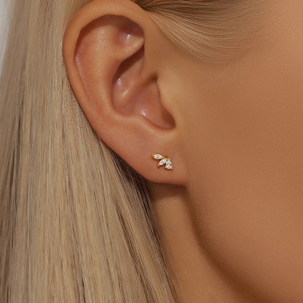 CANNER 925 Sterling Silver Horse Eye Zircon Crown Tassel Earrings For Women Ins Minimalism Stud Earrings Fine Jewelry Party Gift