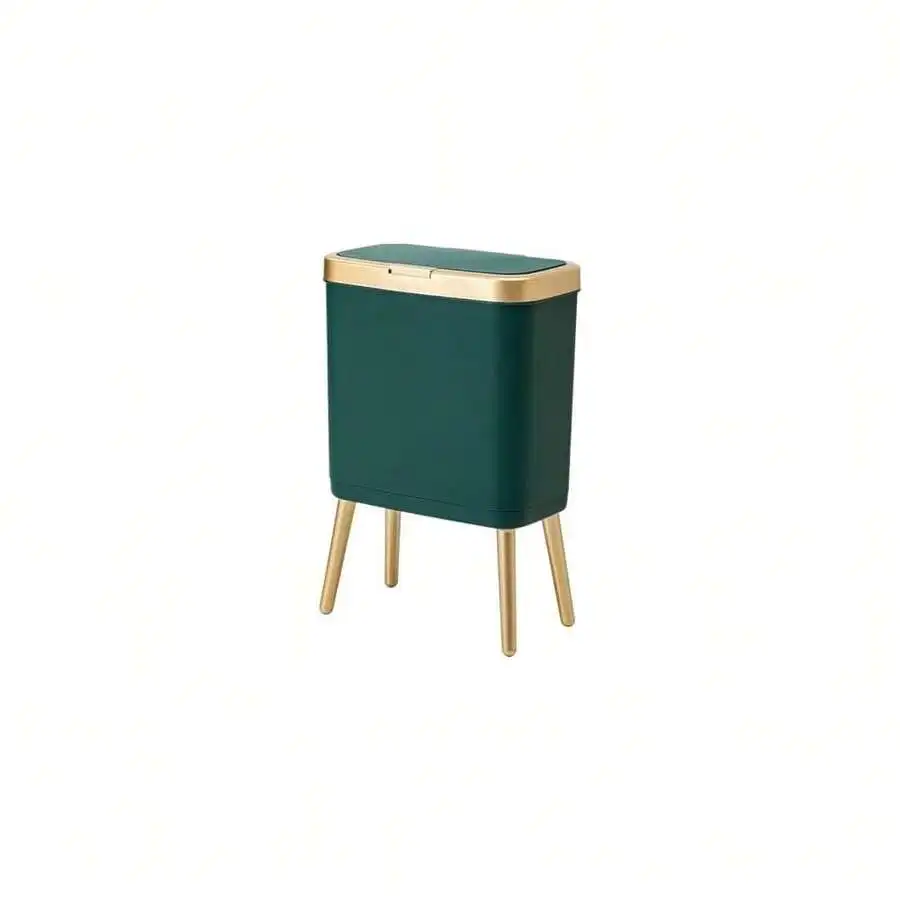 

Green Plastic Trash Can With Lid, 4L Slim Waste Bin For Bathroom Bedroom Office Kitchen