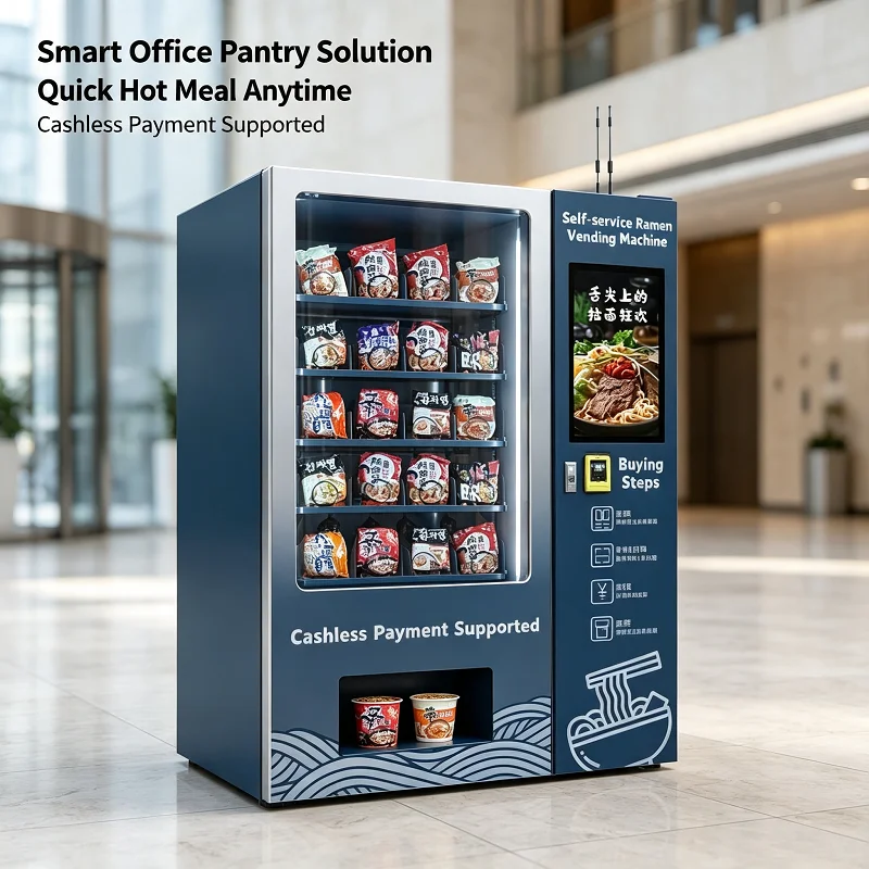 Automatic Noodle Maker Vender, Hot Water Outlet, Snack Storage Cabinet for Office Rest Zone