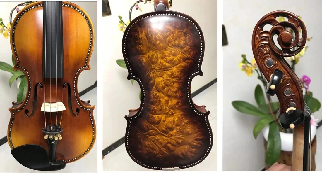 

SONG Brand master violin 4/4,brid's eye curly maple wood back inlay shell #12139