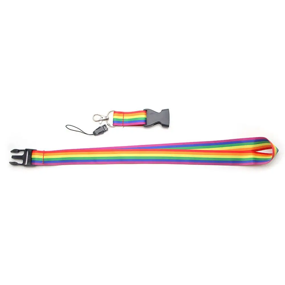 Camera Phone Badge Lanyard Strap Key Ring Holder ID Badge Holder Rainbow Color Phone Hang Rope Neck Straps Rainbow Lanyard