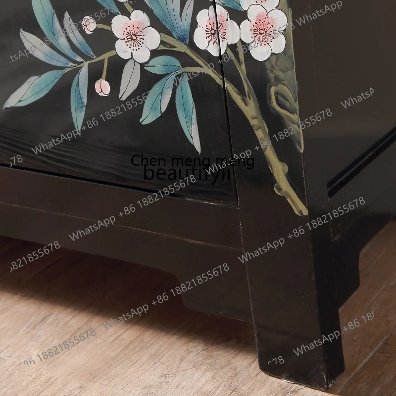 furniture solid wood hand-painted upturned head shoe cabinet antique dining side cabinet entrance foyer storage decoration