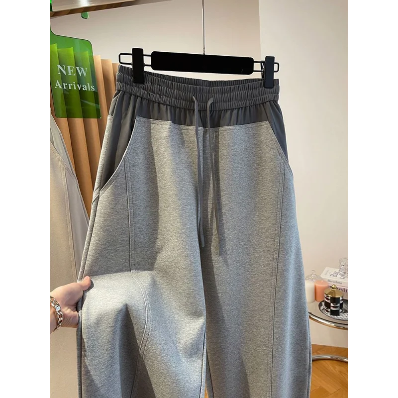 جديد السراويل واسعة الساق عارضة مع المرقعة سليم صالح فضفاض الموز السراويل عالية الخصر Sweatpants للنساء