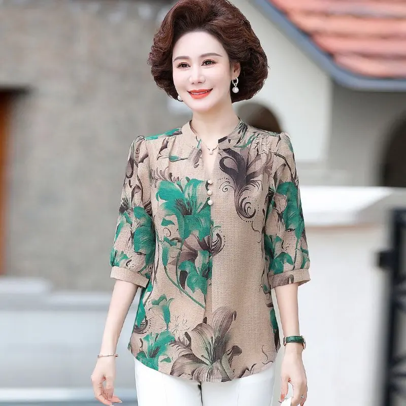

Mid-sleeved Shirt Top Women's New Fashionable Shirt