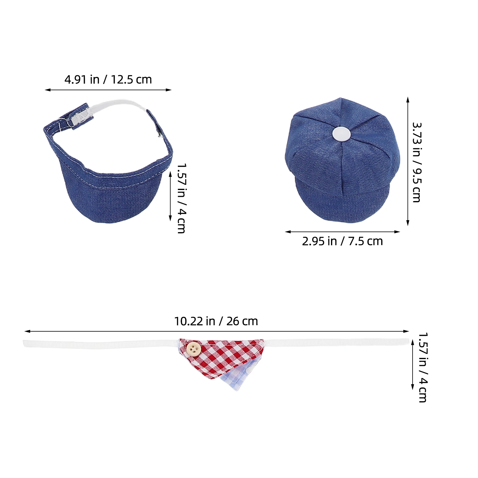 12 個のミニベレー帽と三角スカーフ子供用サマーキャップ衣類 10 センチメートルドールハウス衣装アクセサリーと写真小道具