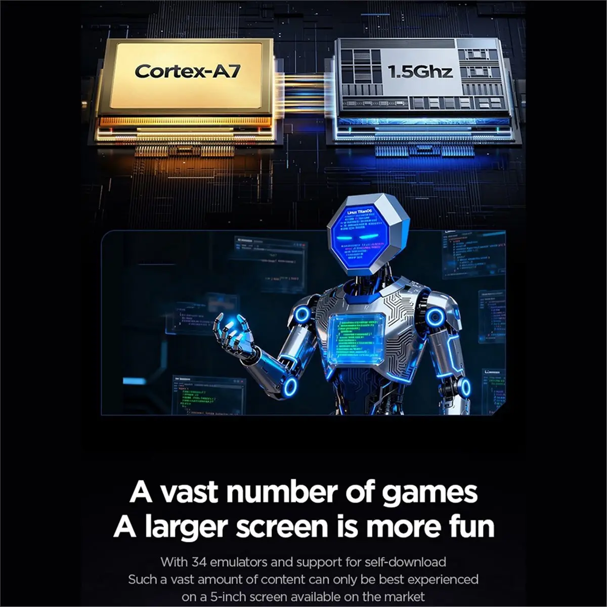 

H5 Retro Handheld Game Console 5.0inch Screen 64G 15000+Games Portable Game Player Support 34 Types of Simulators A