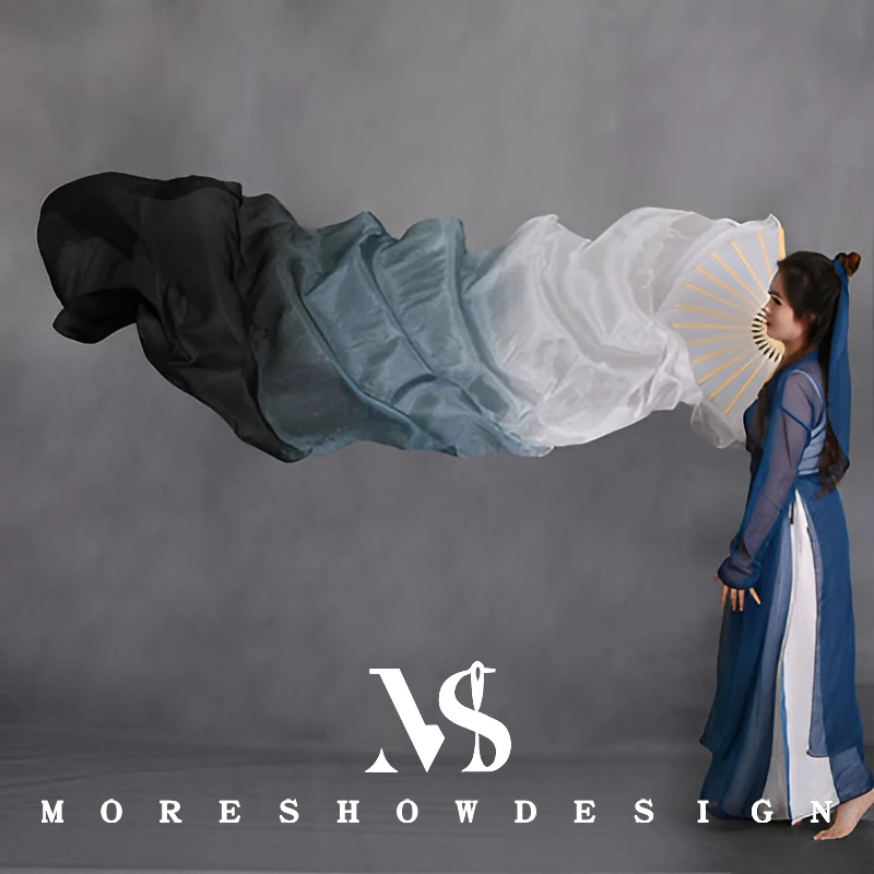 Belly Dance Accessories Fans Gradient Color for Adult Foldable 100% Real Silk Veil Dance Outfit Accessories Performance Suit