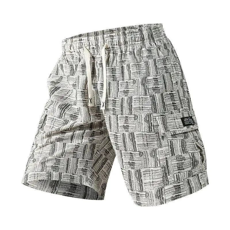 Summer 2025 Casual Beach Short Pants Loose Fashion Pure Color Sports Men's Straight Leg High Elasticity Korean Style Rabbit Fur