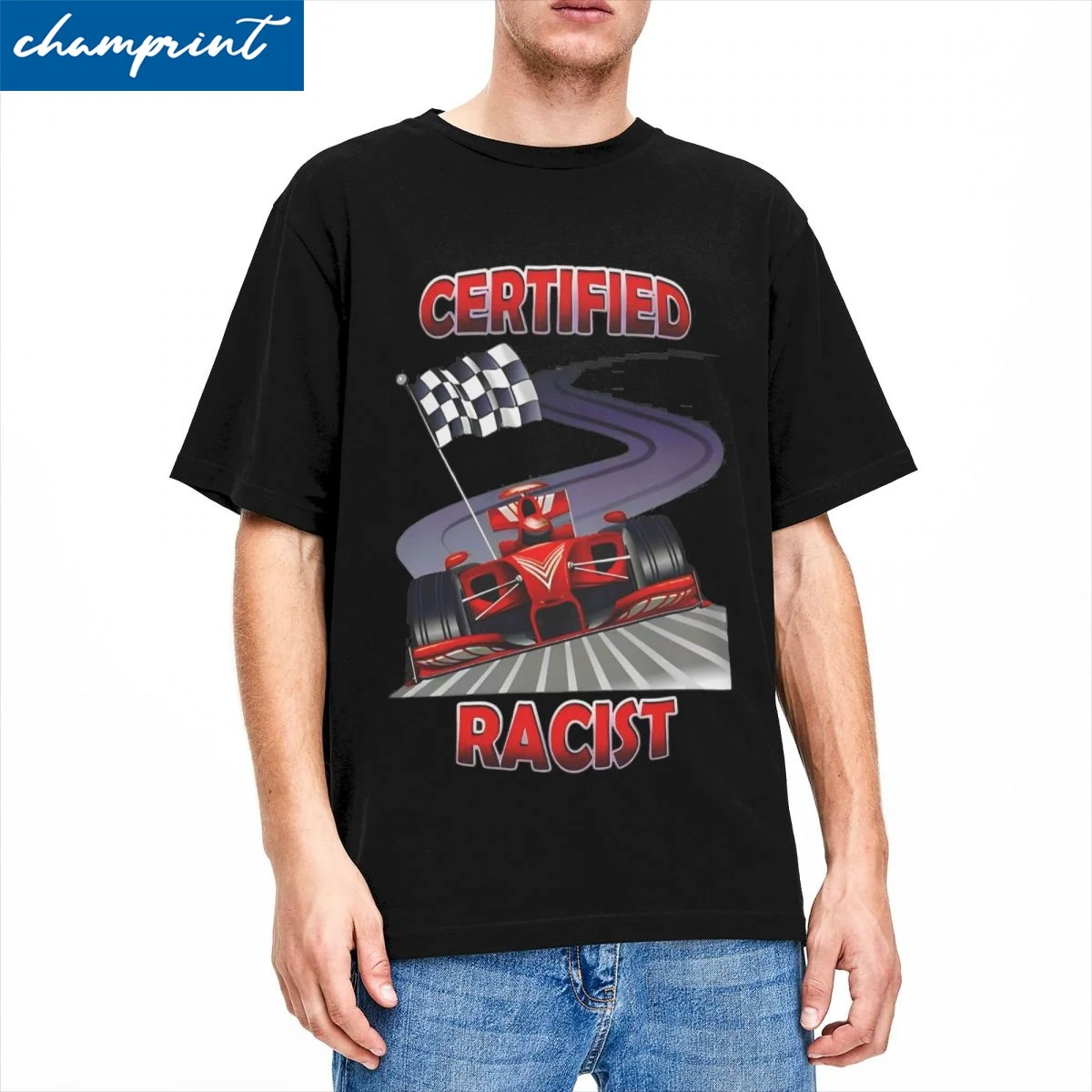 Men Women's T-Shirts Certified Racist Racing Meme Vintage Pure Cotton Tees Short Sleeve T Shirt Crew Neck Tops Birthday Present