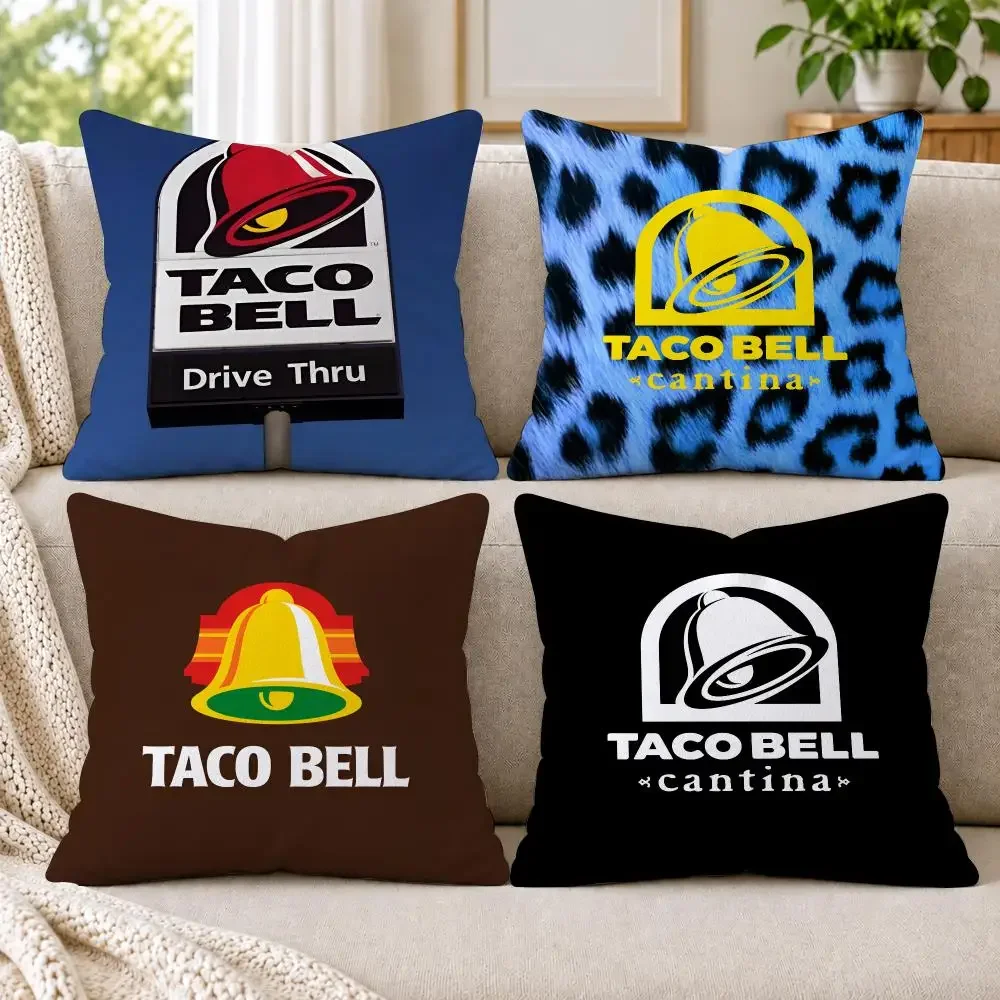 Mexican Flavor T-Taco Bell Cushion Cover Short Plush Double-Sided Printing Sofa Bedroom Living Room Throw Pillowcase Home Decor