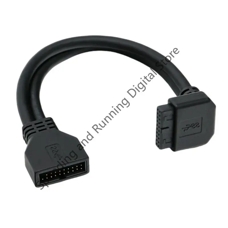 Cotovelo frontal do chassi de alta velocidade, 25cm, 90 graus, 20 pinos, 19 pinos, cabo de extensão, placa-mãe, usb3.0, 20 pinos, macho para fêmea, cabo de dados m/f