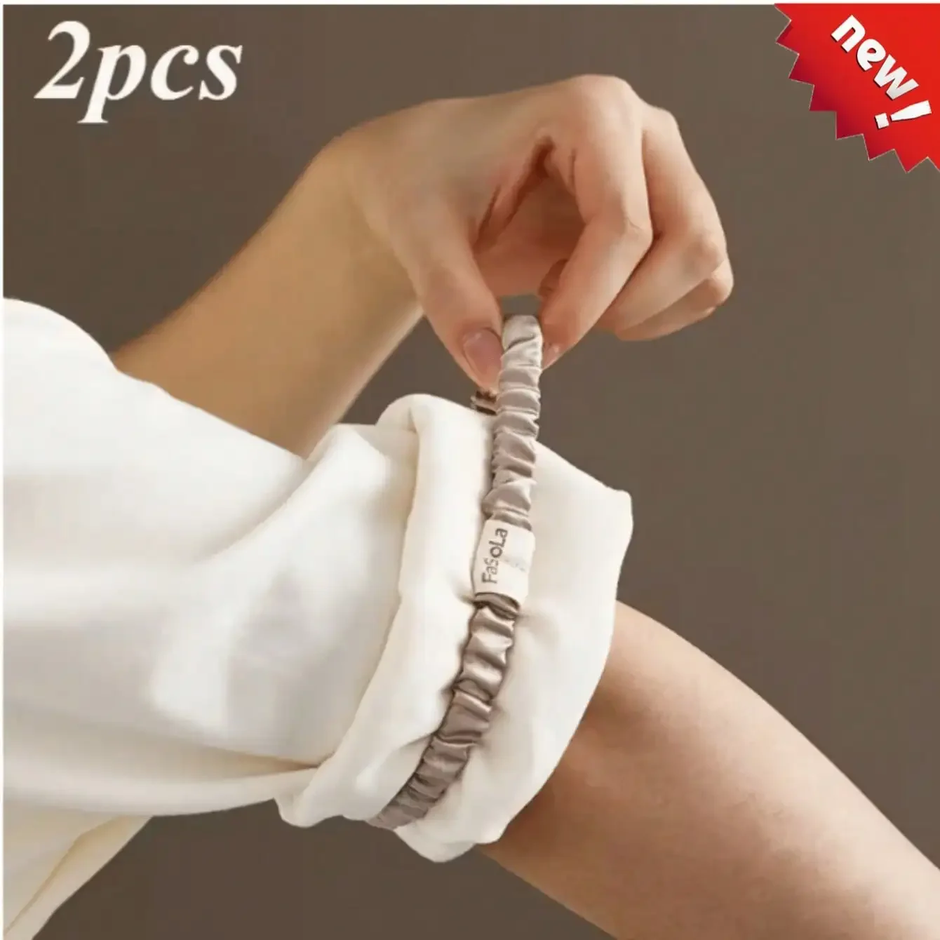 

2 PCS Women's Non-Slip Elastic Cuff Set - Solid Color Shirt Sleeve Accessories Hand Washable Fabric Armbands