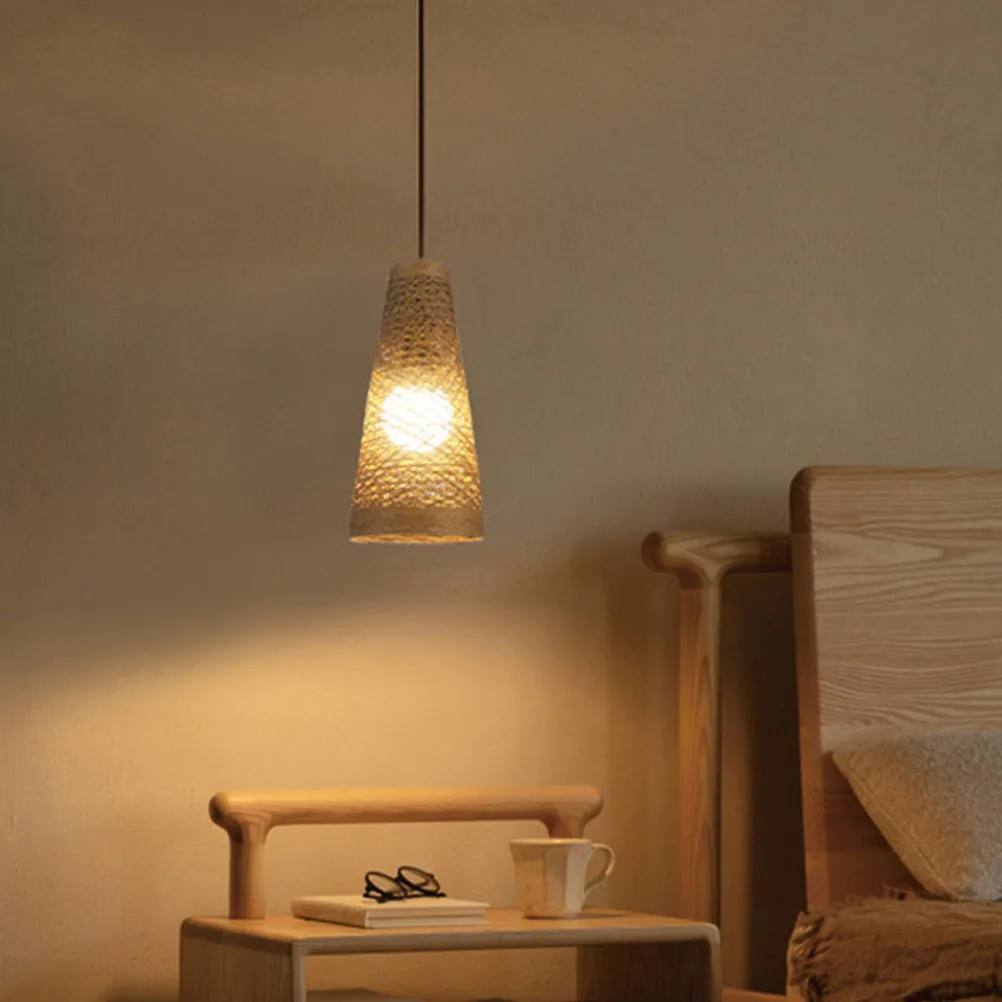 

Rattan Weaving Ceiling Light Simple Hanging Lamp Indoor Decor Long Barrel Craft Durable Practical Home Bar Restaurant